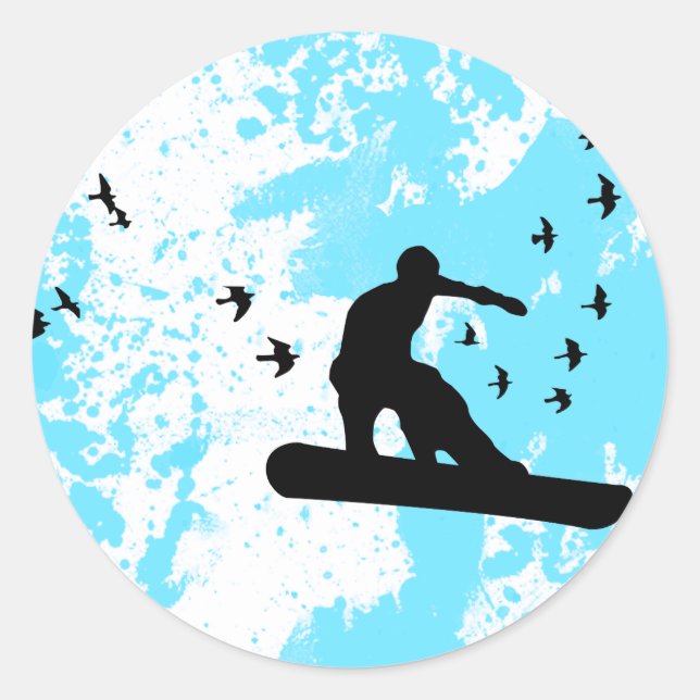 Sticker Rond snowboard avec oiseaux. (Devant)