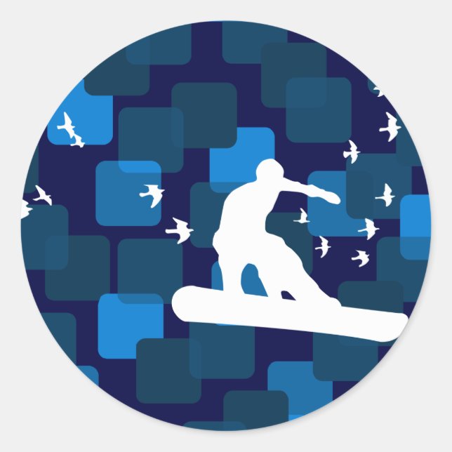Sticker Rond snowboard avec oiseaux. (Devant)