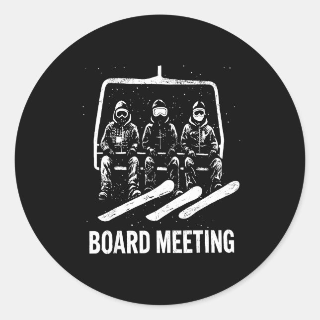 Sticker Rond Snowboard Board Meeting Ski Lift Skier Winter Srts (Devant)