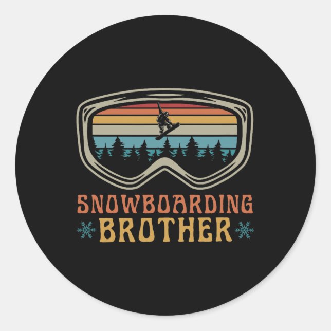 Sticker Rond Snowboard Brother famille jumelle Snowboard Tri (Devant)