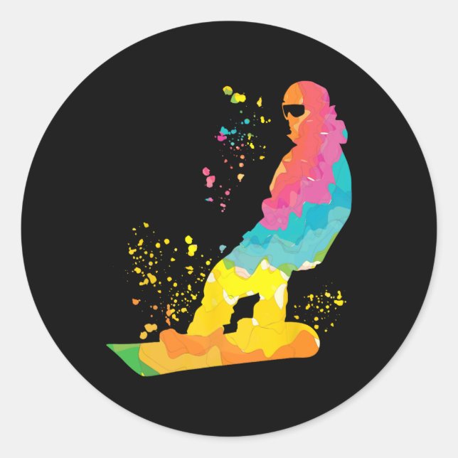 Sticker Rond Snowboard coloré Snowboard Snowboard 30 (Devant)