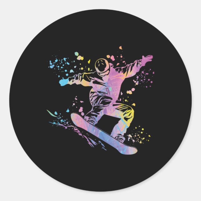 Sticker Rond Snowboard coloré Snowboard Snowboard 48 (Devant)
