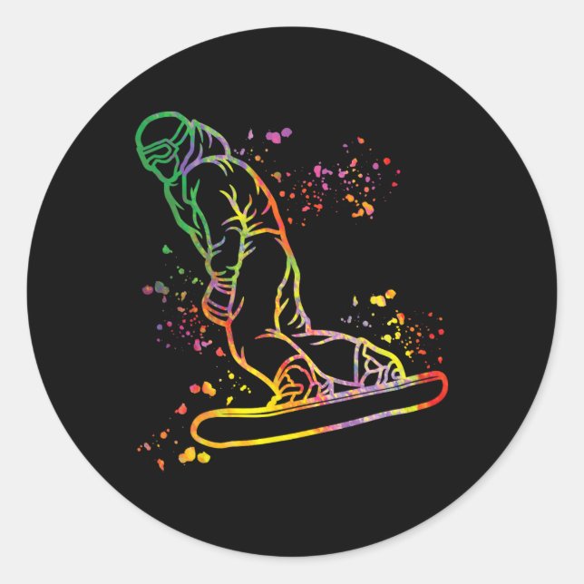 Sticker Rond Snowboard coloré Snowboard Snowboard 8 (Devant)