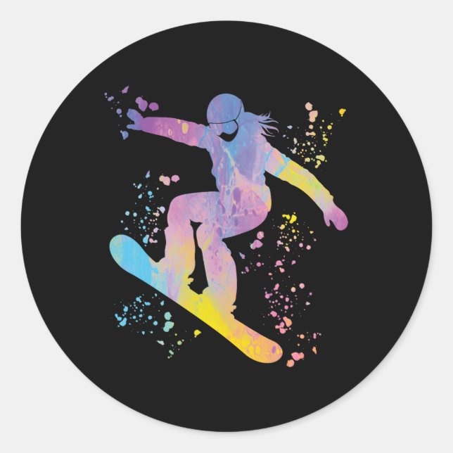 Sticker Rond Snowboard Colorful Snowboard Snowboard &# ; (Devant)