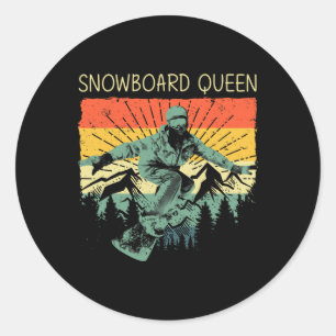 Sticker Rond Snowboard cool Pour Femmes Maman Snowboard Ski S