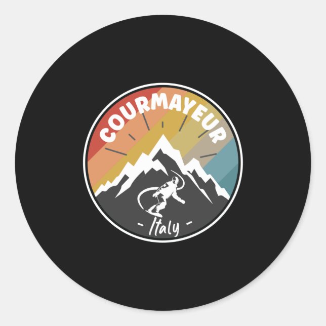 Sticker Rond Snowboard Courmayeur Italy (Devant)