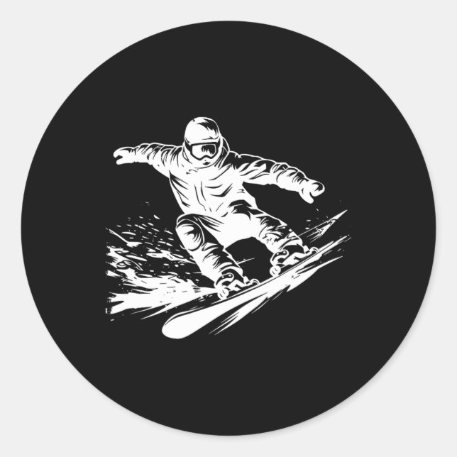 Sticker Rond Snowboard Dessin Snowboard Slope (Devant)