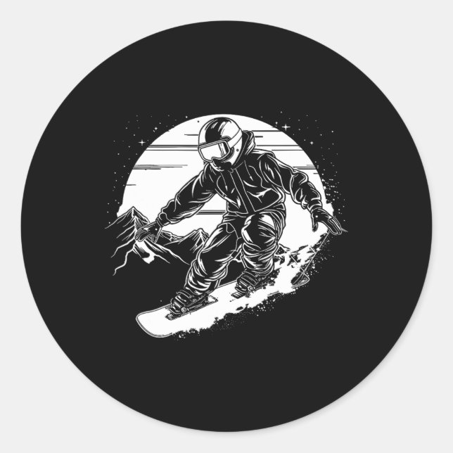 Sticker Rond Snowboard Dessin Snowboard Slope 2 (Devant)
