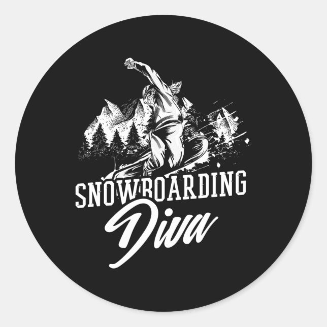 Sticker Rond Snowboard Diva Hiver libre (Devant)