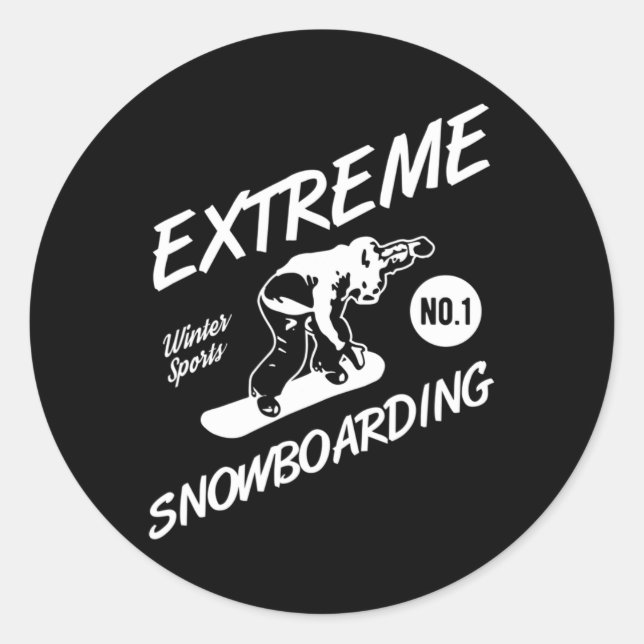 Sticker Rond Snowboard Extreme Snowboard Sports d'hiver Sno (Devant)