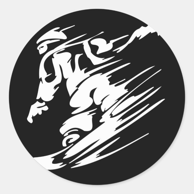 Sticker Rond Snowboard Extreme Sport (Devant)