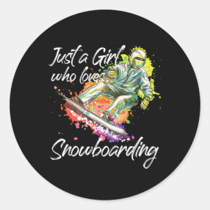 Sticker Rond Snowboard Fille Snowboard Juste Une Fille Qui Aime