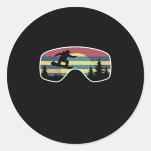 Sticker Rond Snowboard Goggets Vintage Mountain Snowboard Re