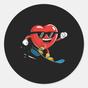 Sticker Rond Snowboard Heart Snowboard Valentines Day Boys G