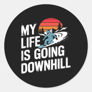 Sticker Rond Snowboard Lover Humour Design Amusant Snowboarder