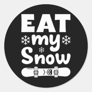 Sticker Rond Snowboard Mangez Ma Chemise De Snowboard De Neige 