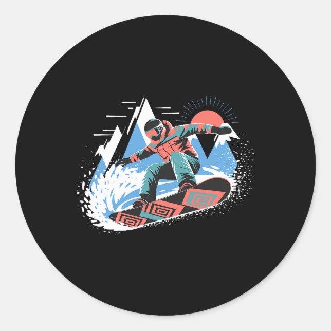 Sticker Rond Snowboard Master Les Pistes Snowboard Snowboa (Devant)