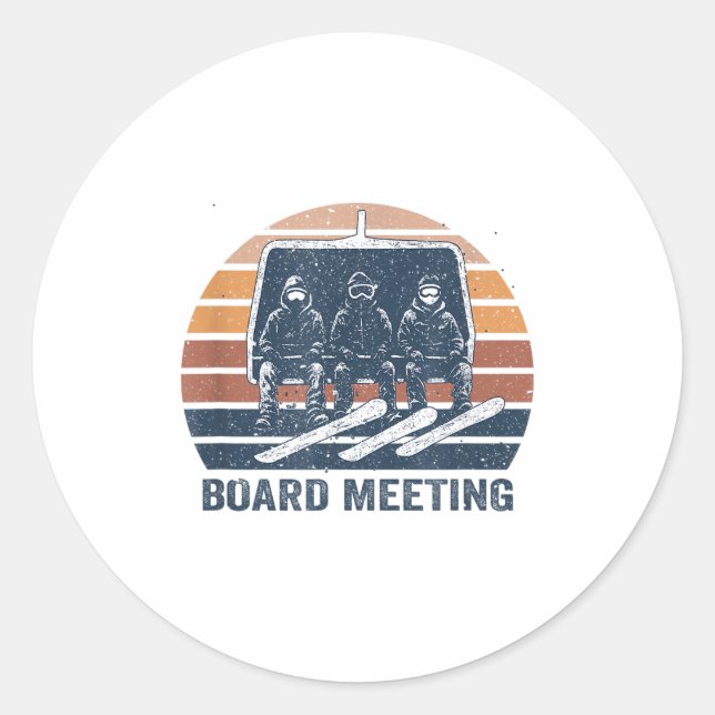 Sticker Rond Snowboard Meeting Snowboarding Vacation Skiing  (Devant)