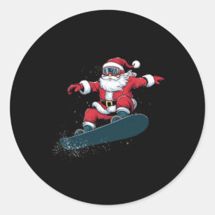 Sticker Rond Snowboard Noël Père Noël Snowboard Snowboard Snowb