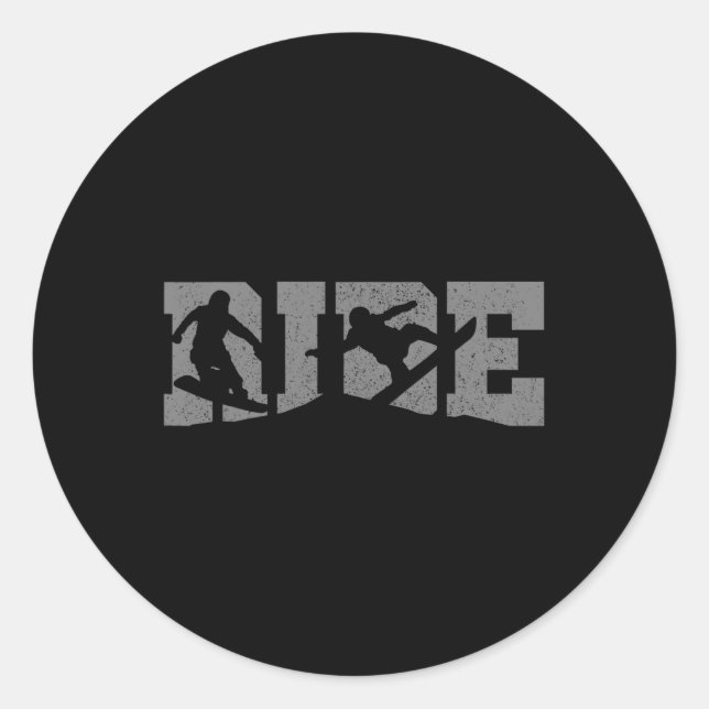 Sticker Rond Snowboard Ride Snowboardeur Cadeau (Devant)