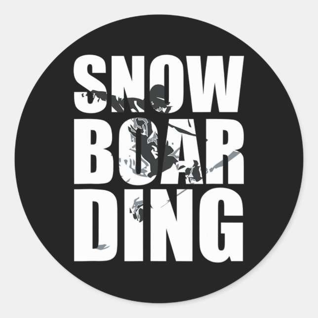 Sticker Rond Snowboard Saying Wintersport Fans Great Gif (Devant)