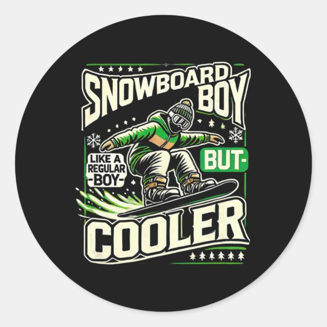 Sticker Rond Snowboard Shirt Boys Snowboarder Snowboard Love (Devant)