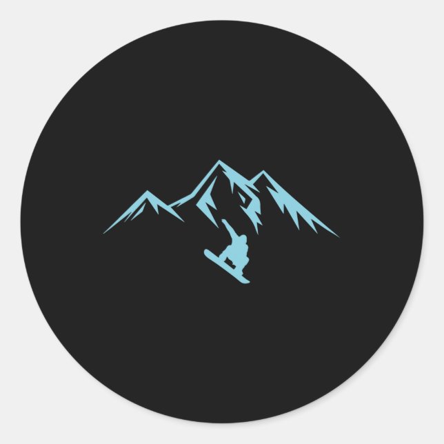 Sticker Rond Snowboard Shirt Snow Mountain Winter Snowboard (Devant)