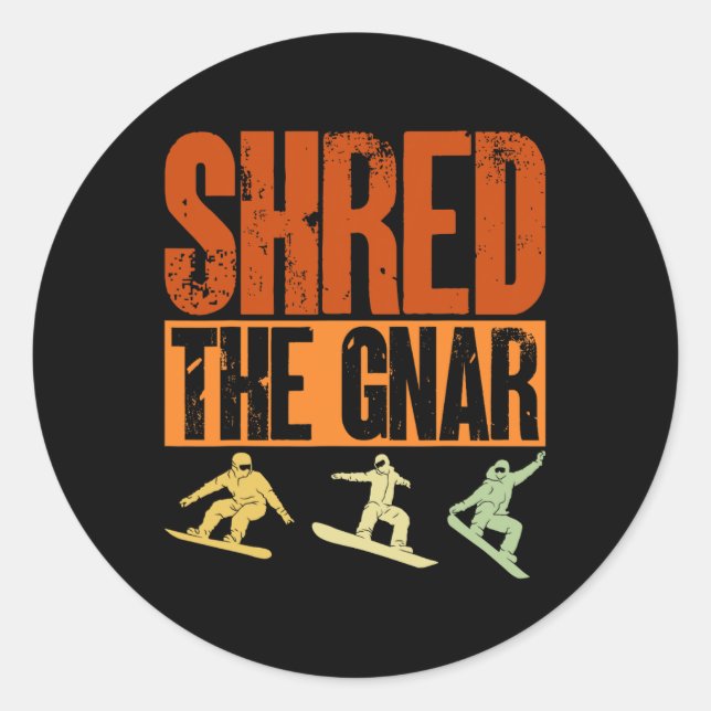 Sticker Rond Snowboard Shop The Gnar Snowboarder Snowboard (Devant)