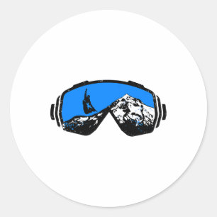 Sticker Rond Snowboard Ski Goggings Mountain Distressed Desig