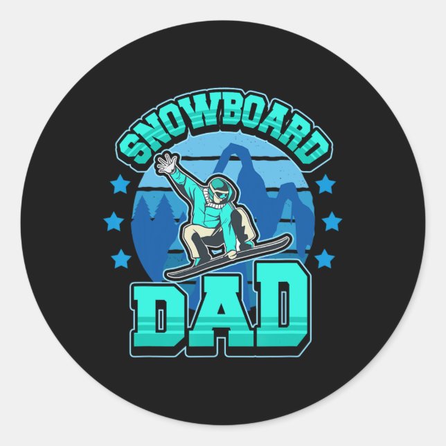 Sticker Rond Snowboard Snowboard Awesome Papa Homme Cadeau (Devant)