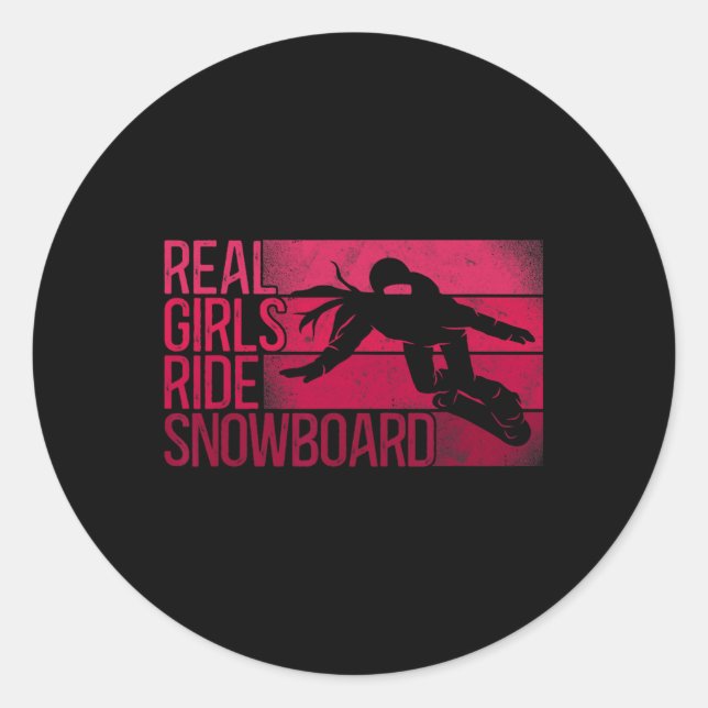 Sticker Rond Snowboard Snowboard Girl Ride (Devant)