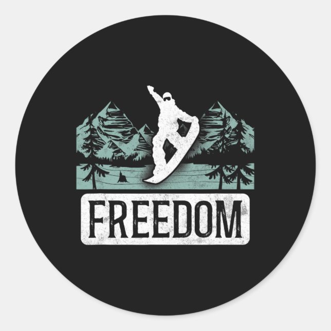 Sticker Rond Snowboard Snowboard Liberté Vintage (Devant)