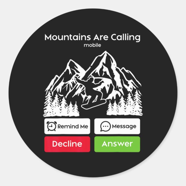 Sticker Rond Snowboard Snowboard Mobile Phone Display Mounta (Devant)