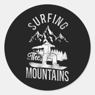 Sticker Rond Snowboard Snowboard Montagne Vintage 1