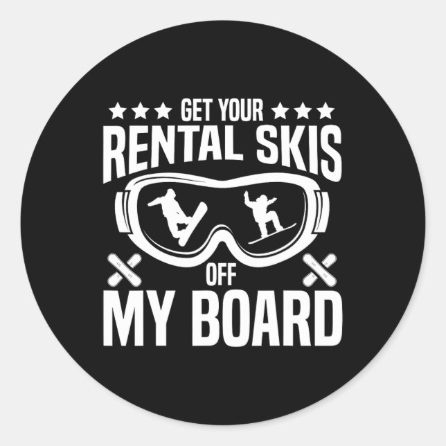 Sticker Rond Snowboard Snowboard Obtenez Votre Location Skis Ho (Devant)