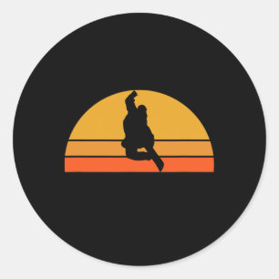 Sticker Rond Snowboard Snowboard Snow Snow Winter Sunset R