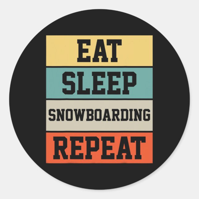 Sticker Rond Snowboard Snowboard Snowboard Retro Cadeau (Devant)