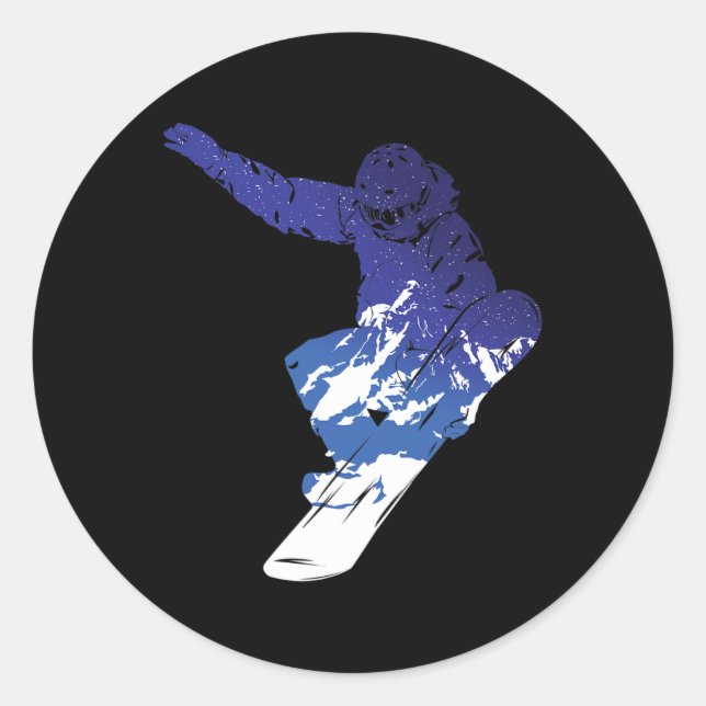 Sticker Rond Snowboard Snowboard Snowboard Sports d'hiver S (Devant)