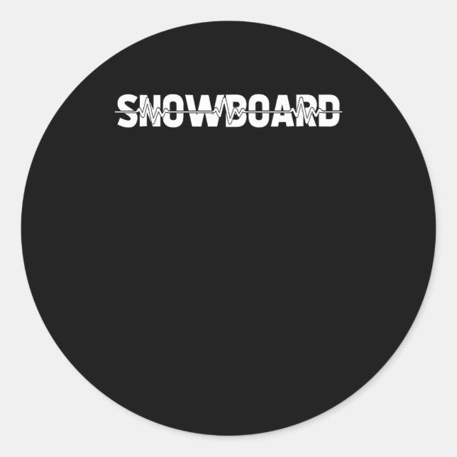 Sticker Rond Snowboard Snowboard Sports d'hiver - Ekg Heartbea