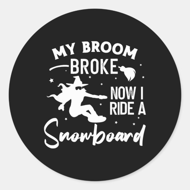 Sticker Rond Snowboard Snowboard Vintage Halloween Witch (Devant)