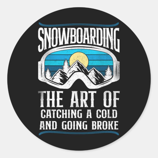 Sticker Rond Snowboard Snowboard Vintage Retro Goggings (Devant)