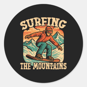 Sticker Rond Snowboard Snowboard Vintage Retro Surf Le M