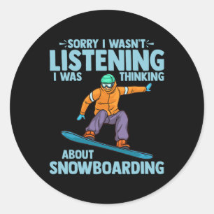 Sticker Rond Snowboard Sports Amusant équitation Competi snowbo