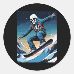 Sticker Rond Snowboard Streetwear Snowboard Skull Snowboard