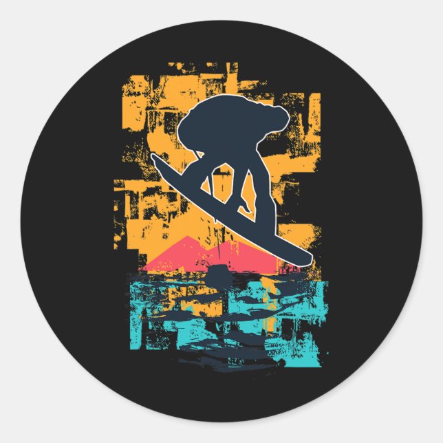 Sticker Rond Snowboard Sunset Big Air Jump Pour Snowboarders (Devant)