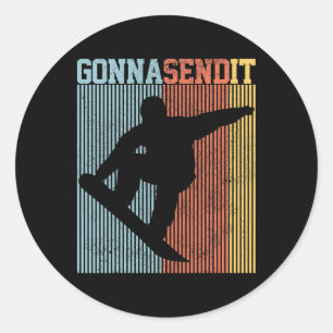 Sticker Rond Snowboard Va L'Envoyer Vintage Retro Freestyle Sn