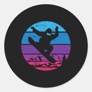 Sticker Rond Snowboard vintage Silhouette I Rétro