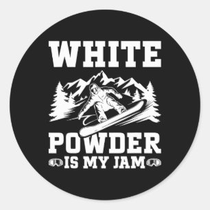 Sticker Rond Snowboard White Powder Snow Winter Snowboard