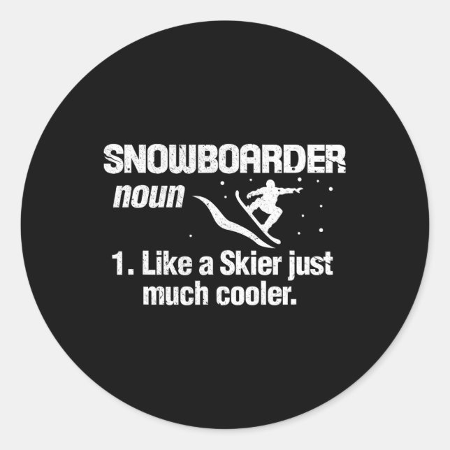 Sticker Rond Snowboarder Définition Signification Snowboard Sno (Devant)