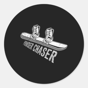 Sticker Rond Snowboarder en poudre Chaser Drôle Snowboard enfan